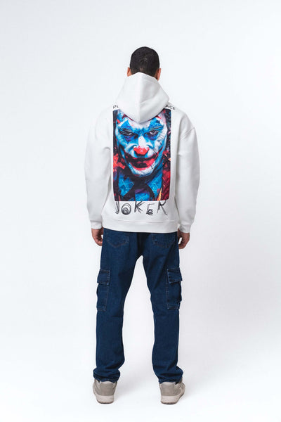 Joker Put On Happy Face Beyaz Oversize Hoodie