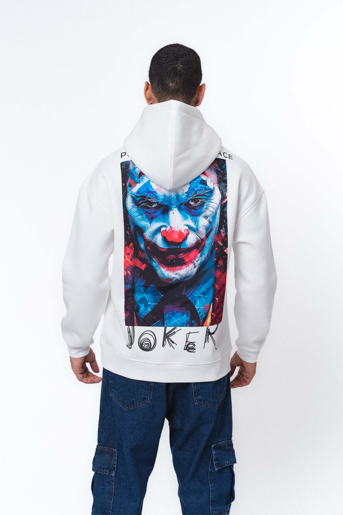Joker Put On Happy Face Beyaz Oversize Hoodie
