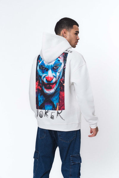 Joker Put On Happy Face Beyaz Oversize Hoodie