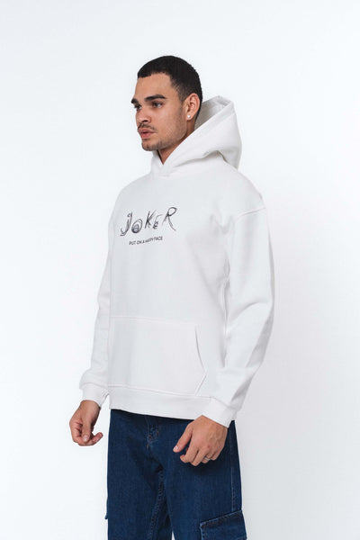 Joker Put On Happy Face Beyaz Oversize Hoodie