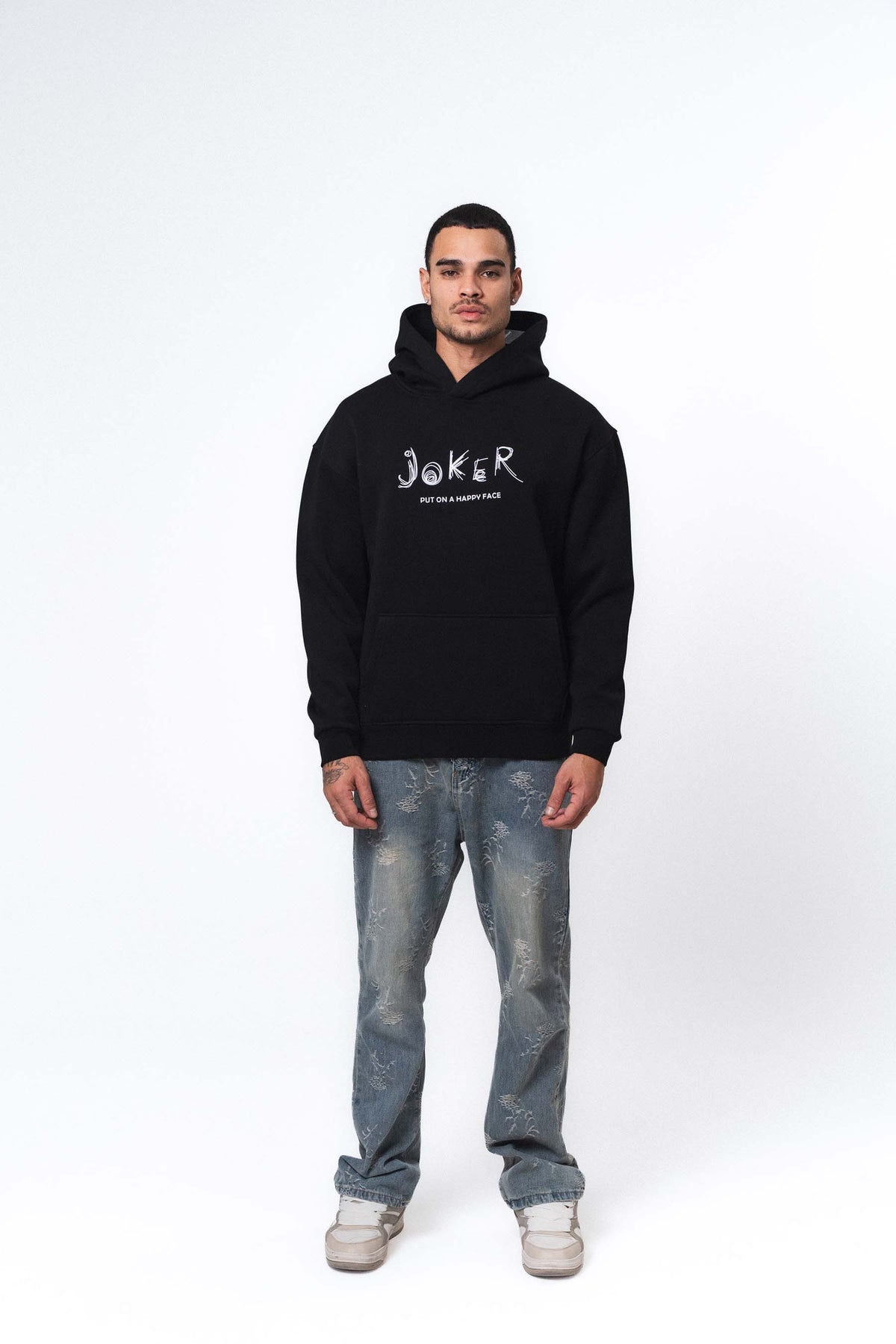 Joker Put On Happy Face Siyah Oversize Hoodie