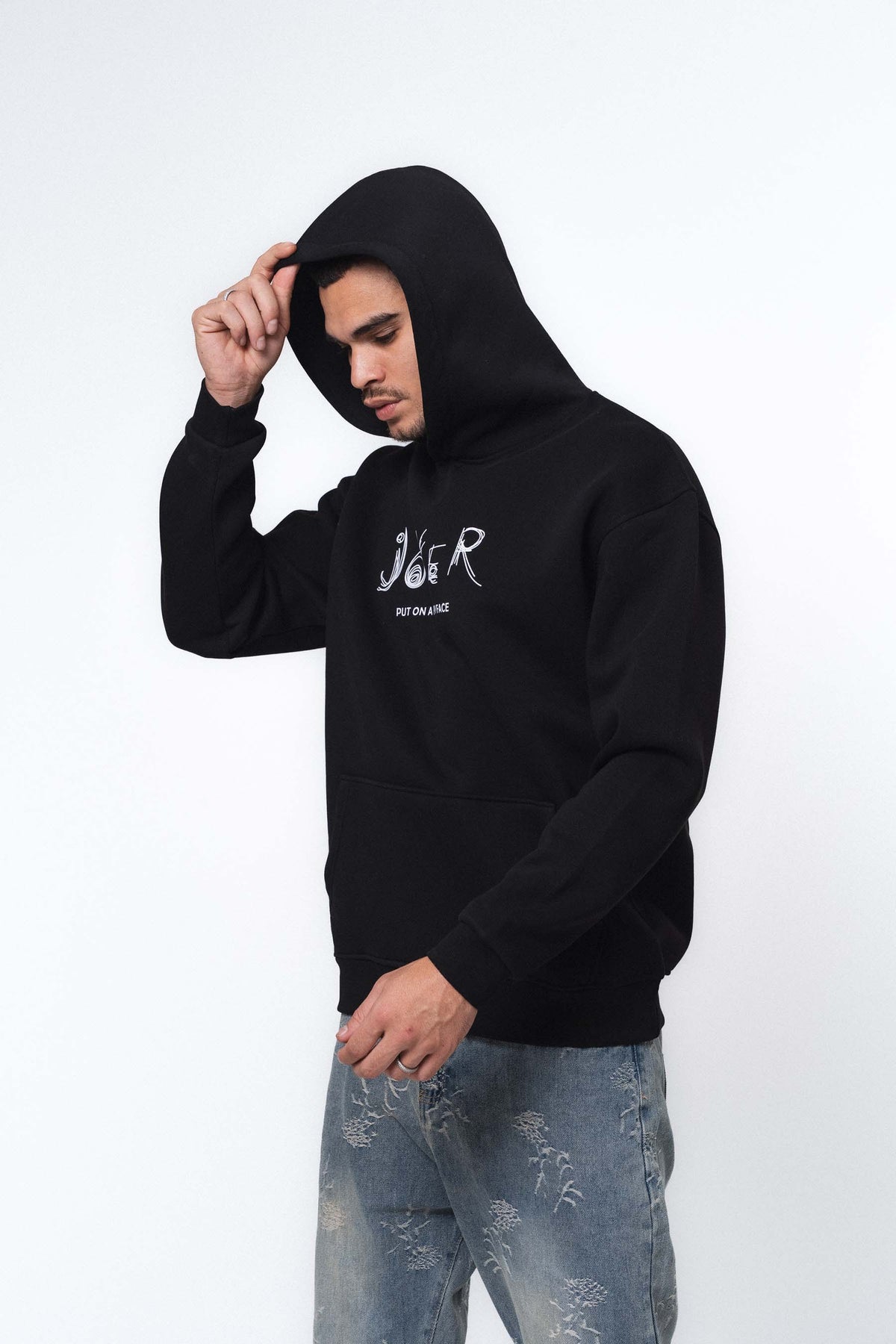 Joker Put On Happy Face Siyah Oversize Hoodie