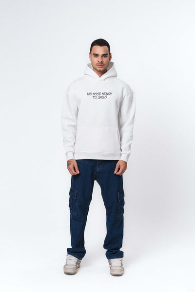 Need Money To Smile - Joker Beyaz Oversize Hoodie