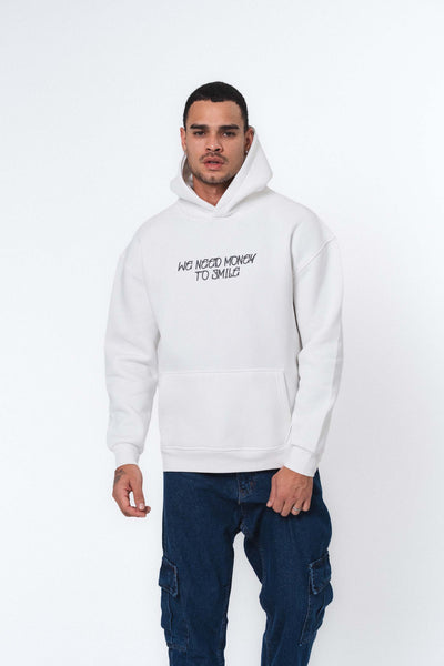 Need Money To Smile - Joker Beyaz Oversize Hoodie