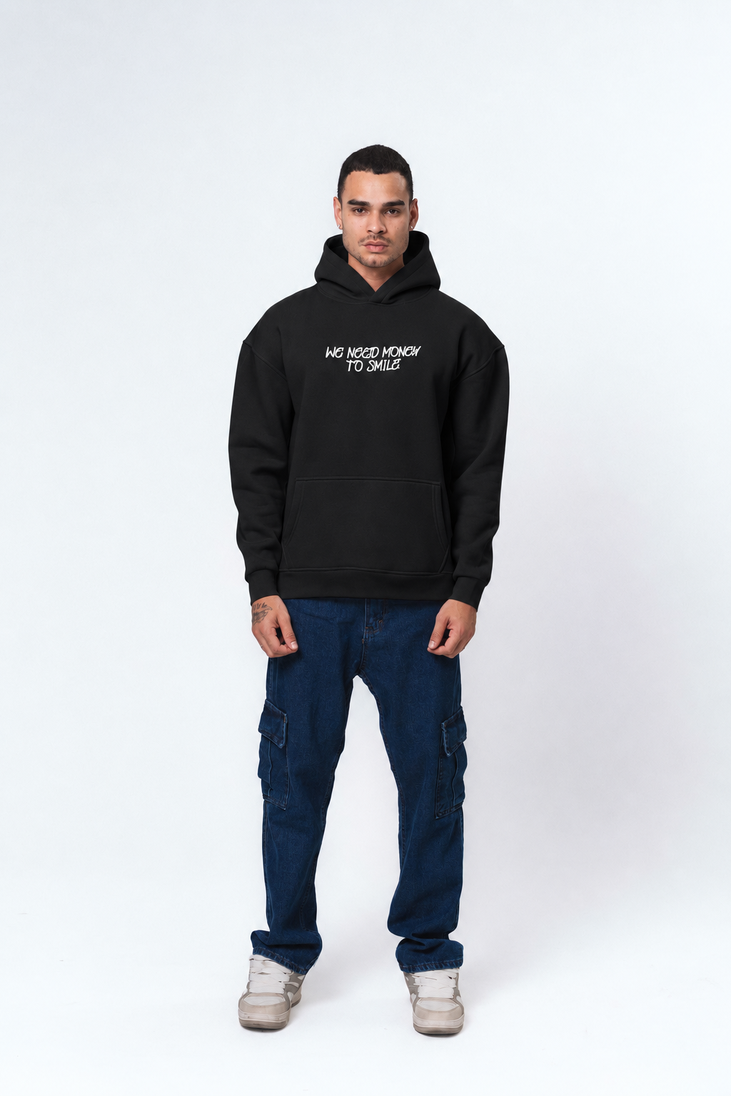 Need Money To Smile - Joker Siyah Oversize Hoodie