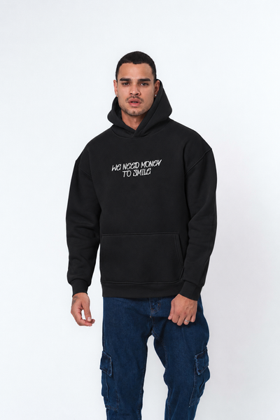Need Money To Smile - Joker Siyah Oversize Hoodie