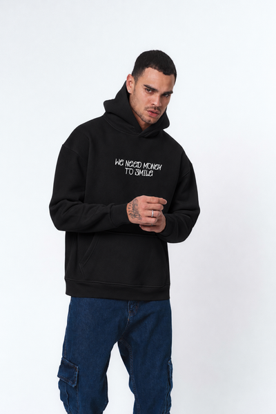 Need Money To Smile - Joker Siyah Oversize Hoodie