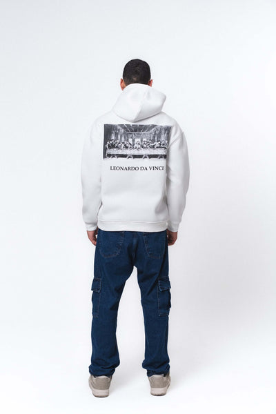Leonardo Da Vinci Beyaz Oversize Hoodie