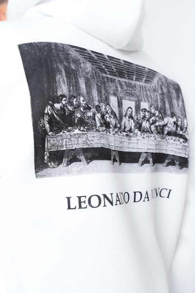 Leonardo Da Vinci Beyaz Oversize Hoodie