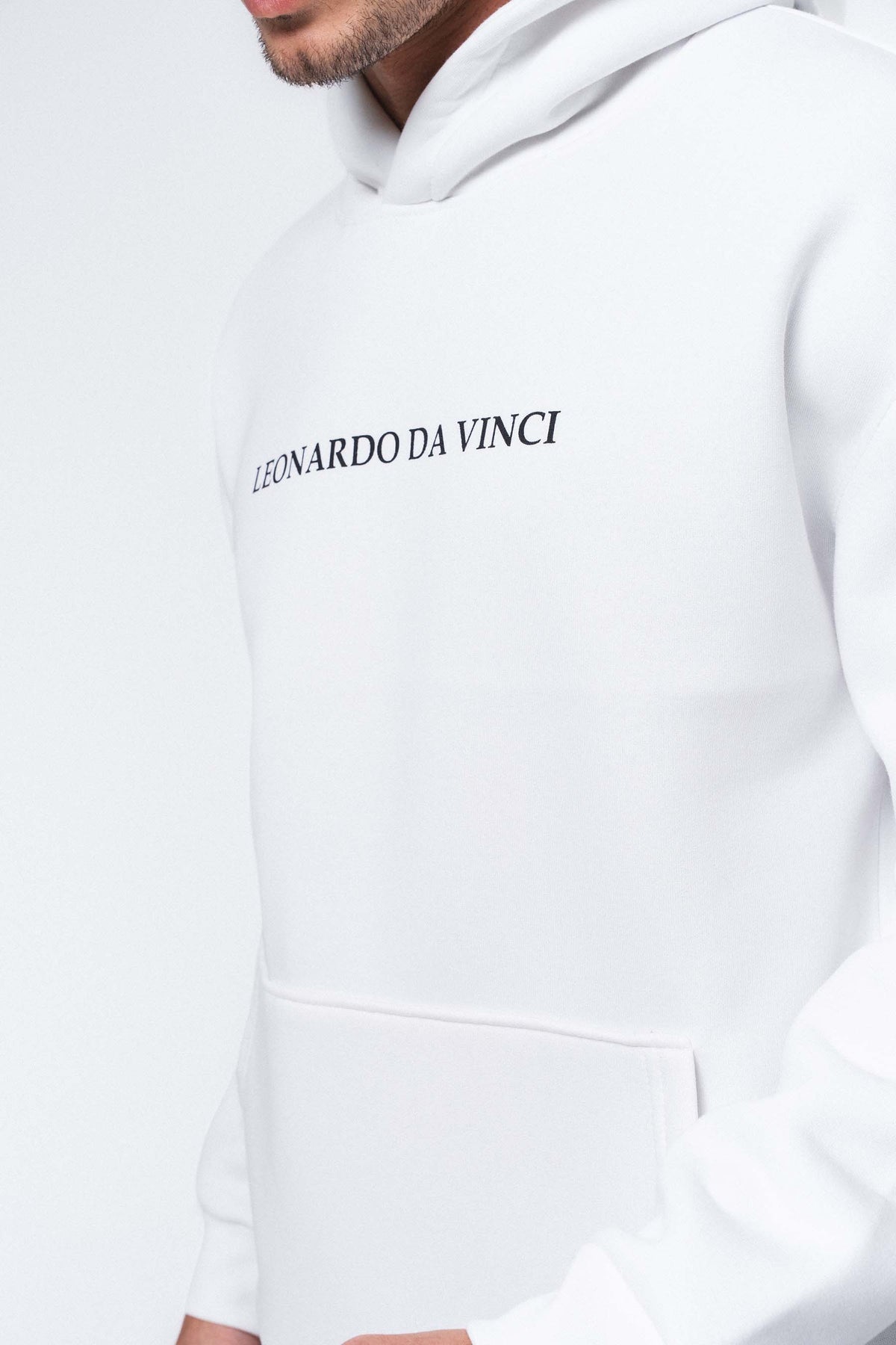 Leonardo Da Vinci Beyaz Oversize Hoodie