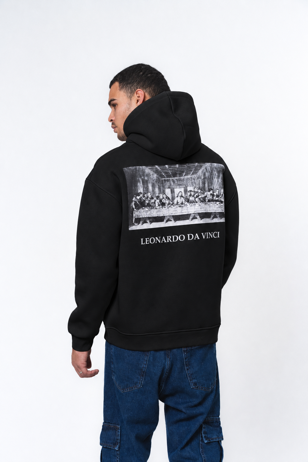Leonardo Da Vinci Siyah Oversize Hoodie