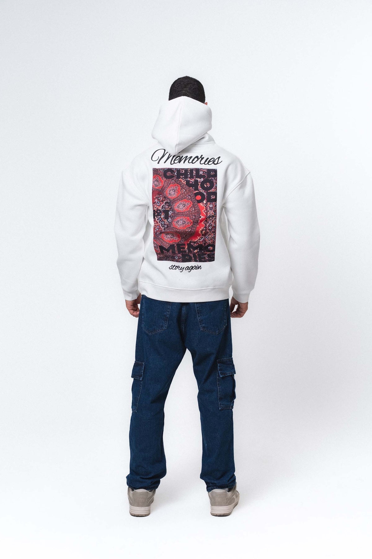 Etnik Tasarım Memories Beyaz Oversize Hoodie