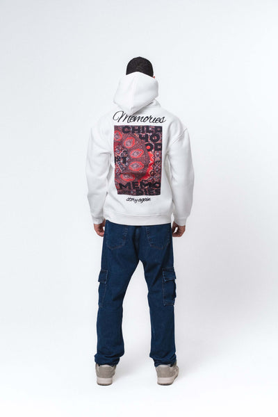 Etnik Tasarım Memories Beyaz Oversize Hoodie