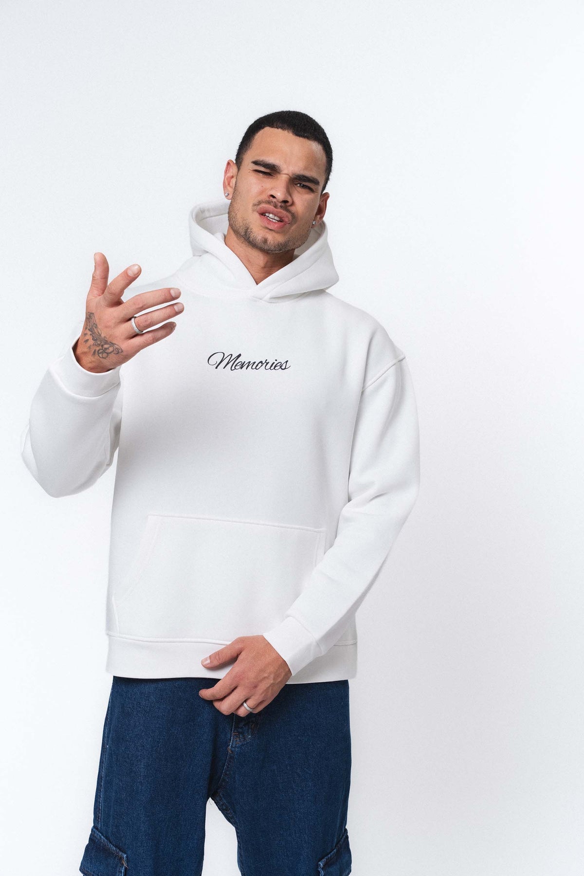 Etnik Tasarım Memories Beyaz Oversize Hoodie