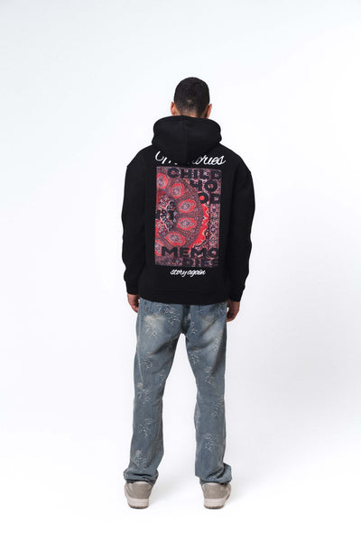 Etnik Tasarım Memories Siyah Oversize Hoodie