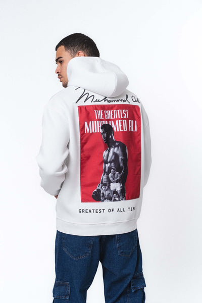 Muhammed Ali Beyaz Oversize Hoodie