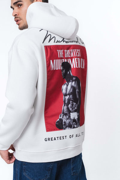 Muhammed Ali Beyaz Oversize Hoodie
