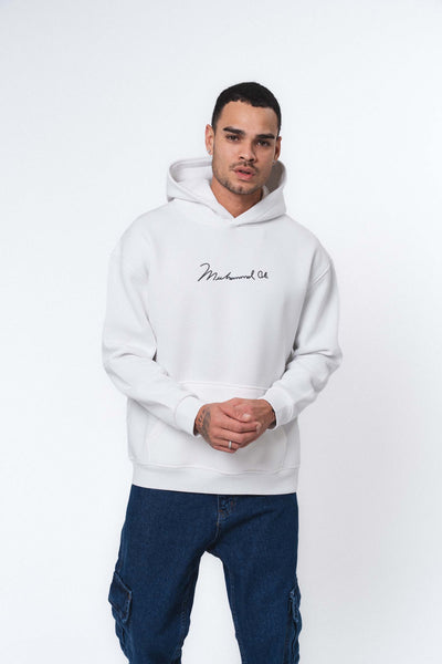 Muhammed Ali Beyaz Oversize Hoodie