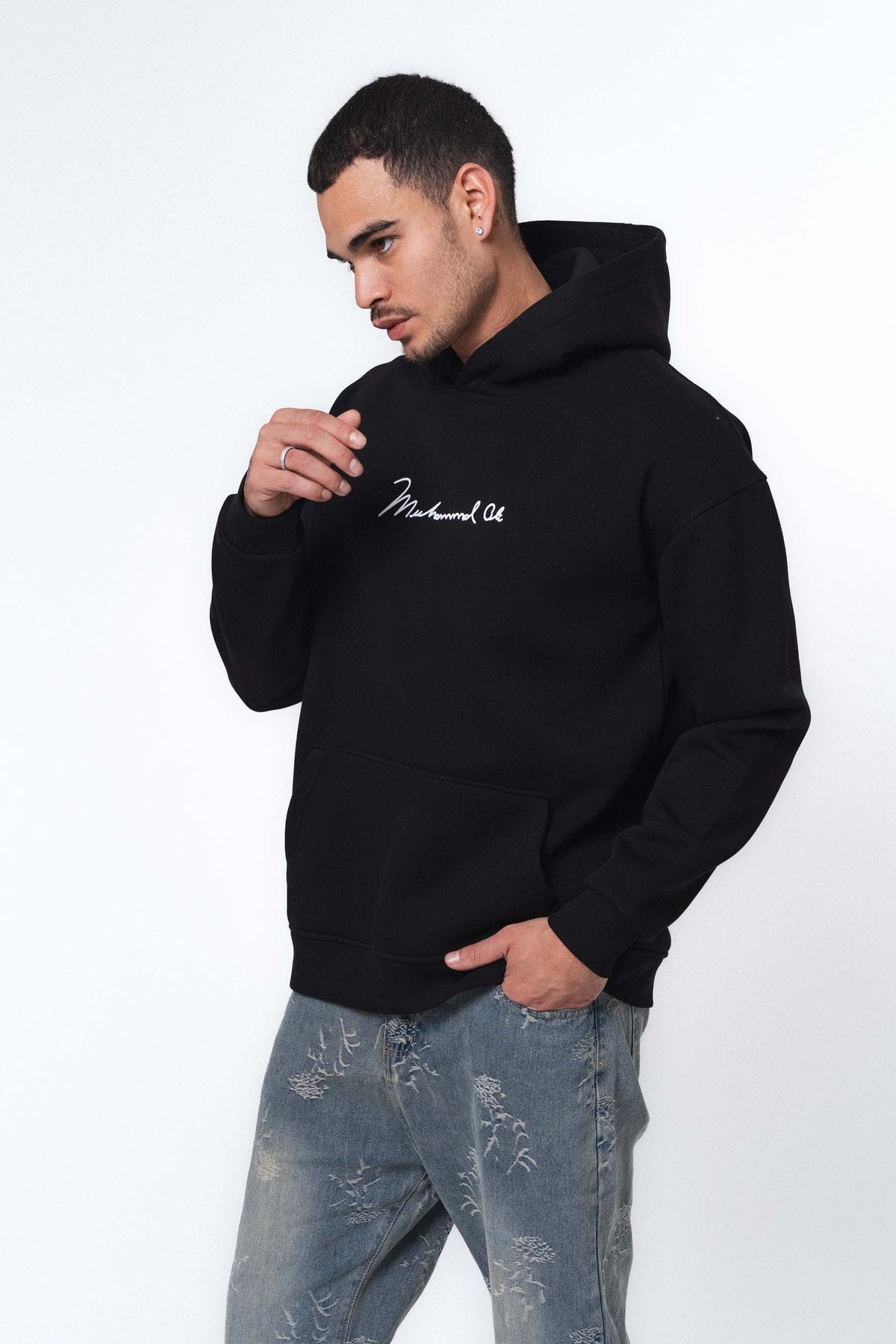 Muhammed Ali Siyah Oversize Hoodie