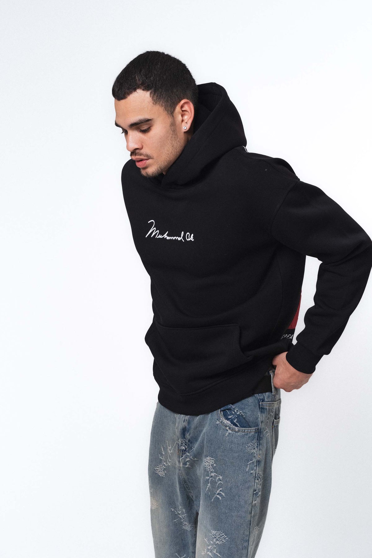 Muhammed Ali Siyah Oversize Hoodie