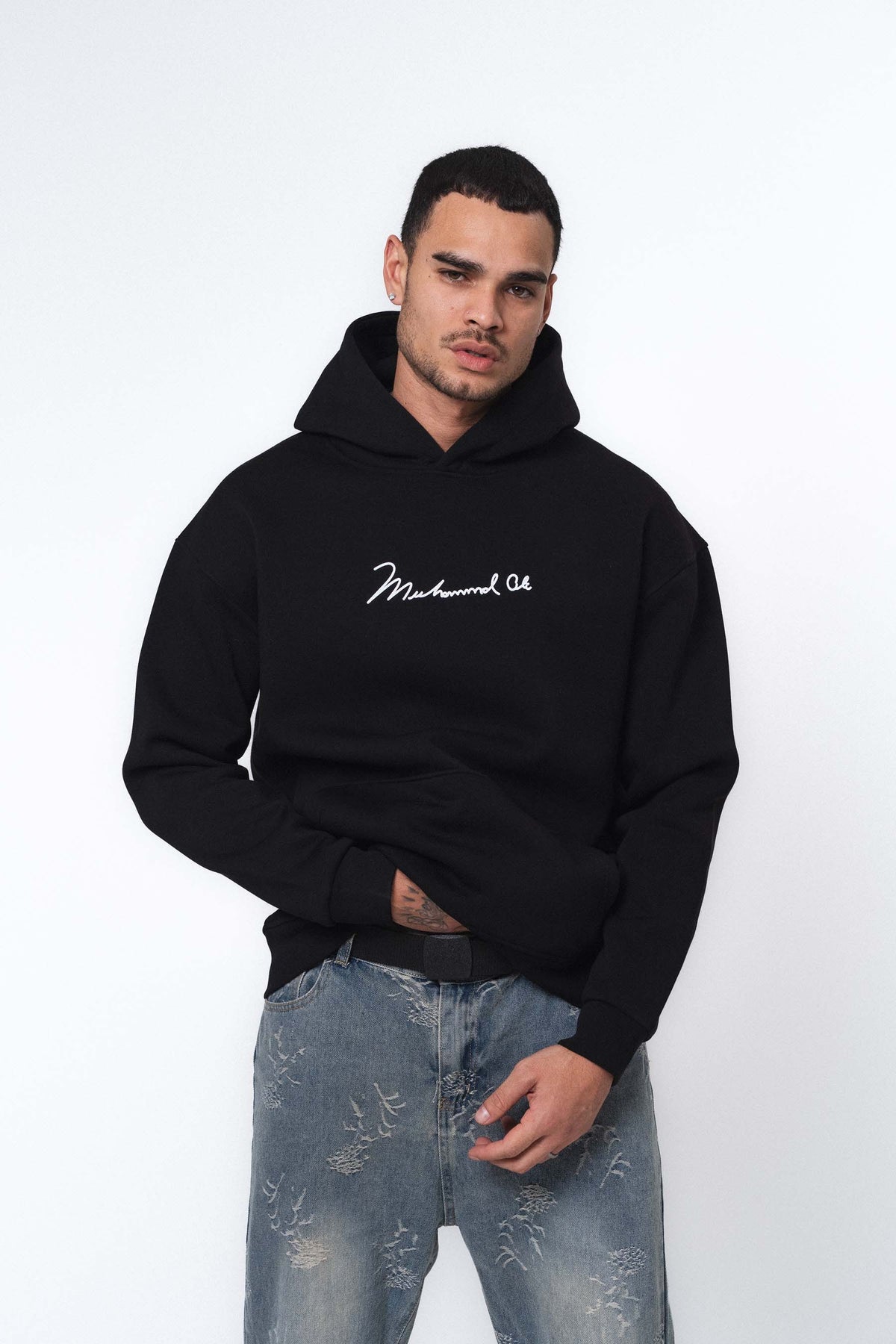 Muhammed Ali Siyah Oversize Hoodie