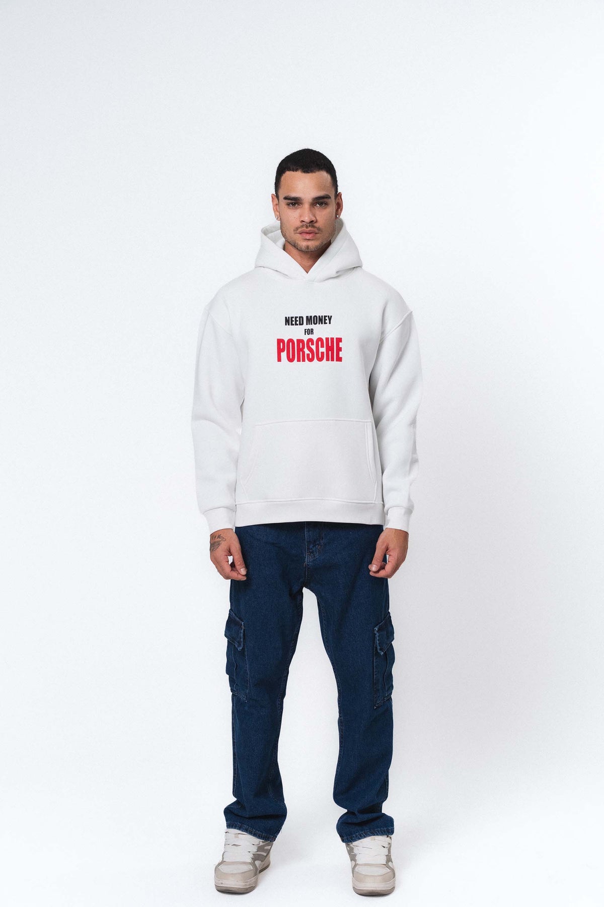 Need Money For Porsche Beyaz Oversize Hoodie