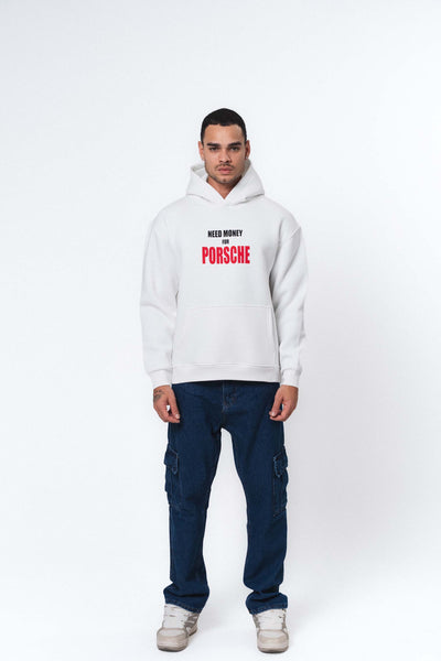 Need Money For Porsche Beyaz Oversize Hoodie