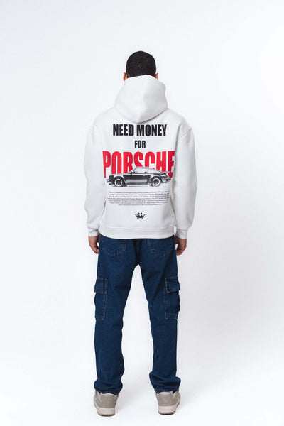 Need Money For Porsche Beyaz Oversize Hoodie