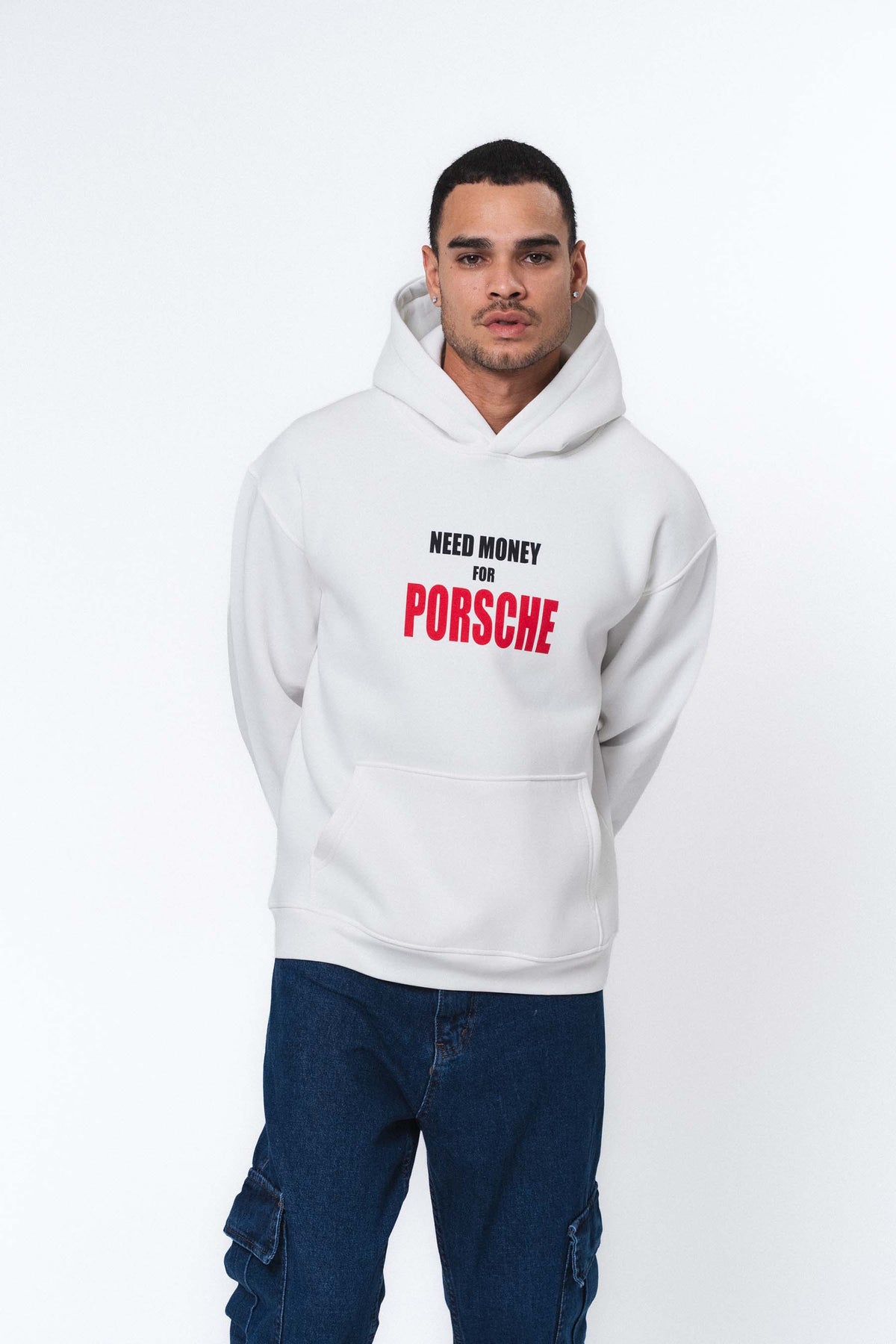 Need Money For Porsche Beyaz Oversize Hoodie