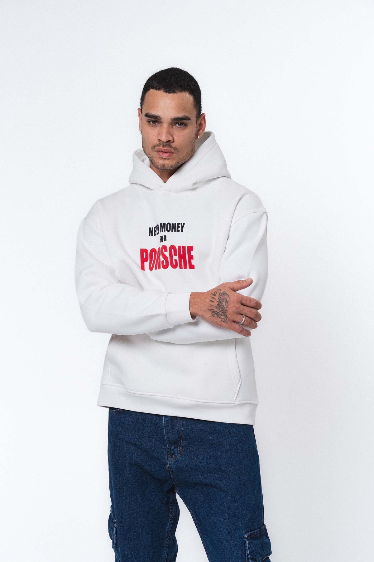 Need Money For Porsche Beyaz Oversize Hoodie