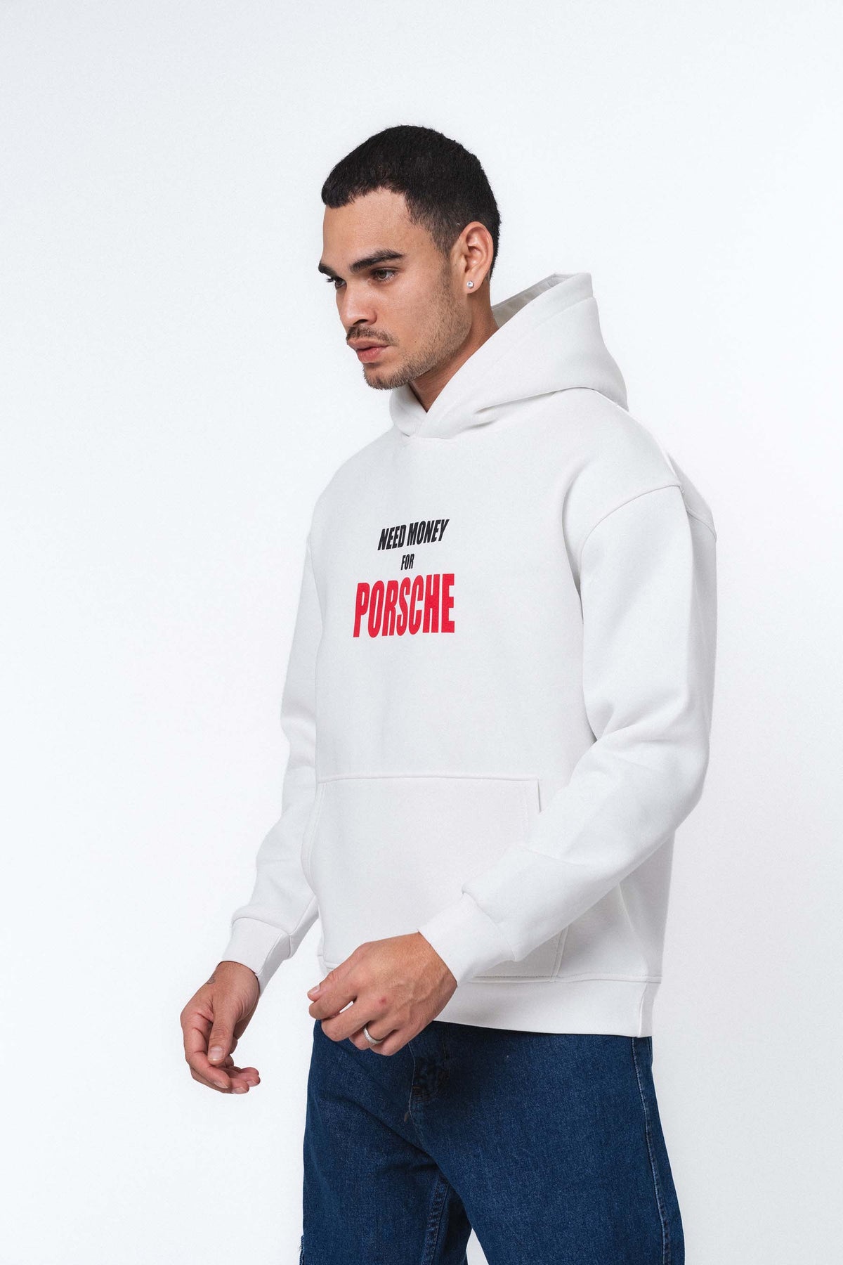 Need Money For Porsche Beyaz Oversize Hoodie