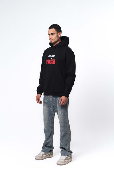 Need Money For Porsche Siyah Oversize Hoodie