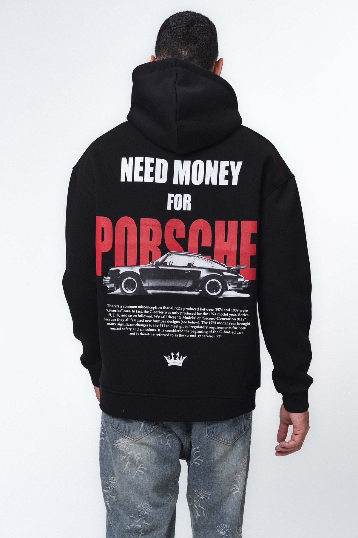 Need Money For Porsche Siyah Oversize Hoodie