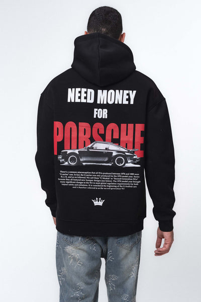 Need Money For Porsche Siyah Oversize Hoodie