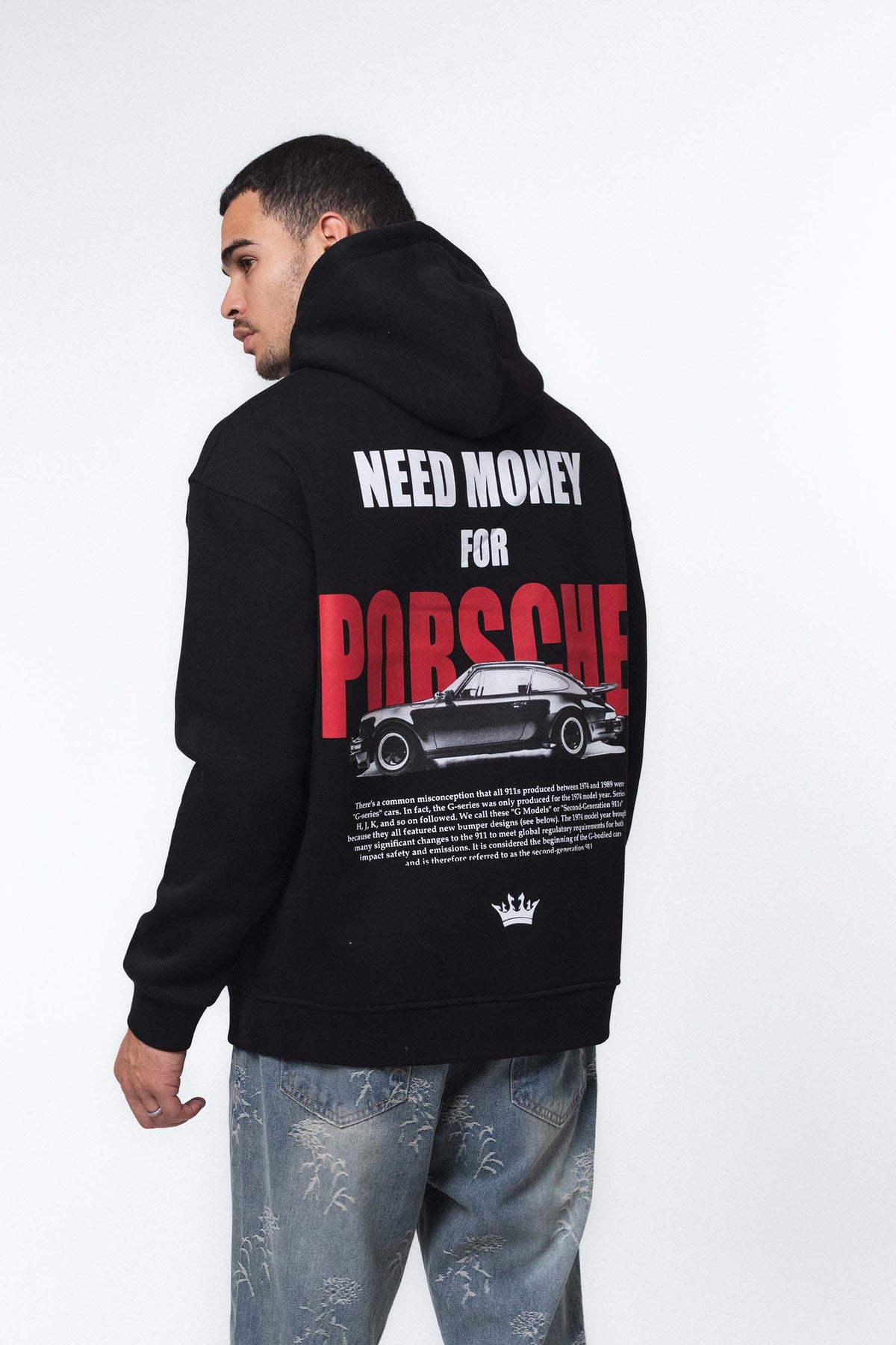 Need Money For Porsche Siyah Oversize Hoodie
