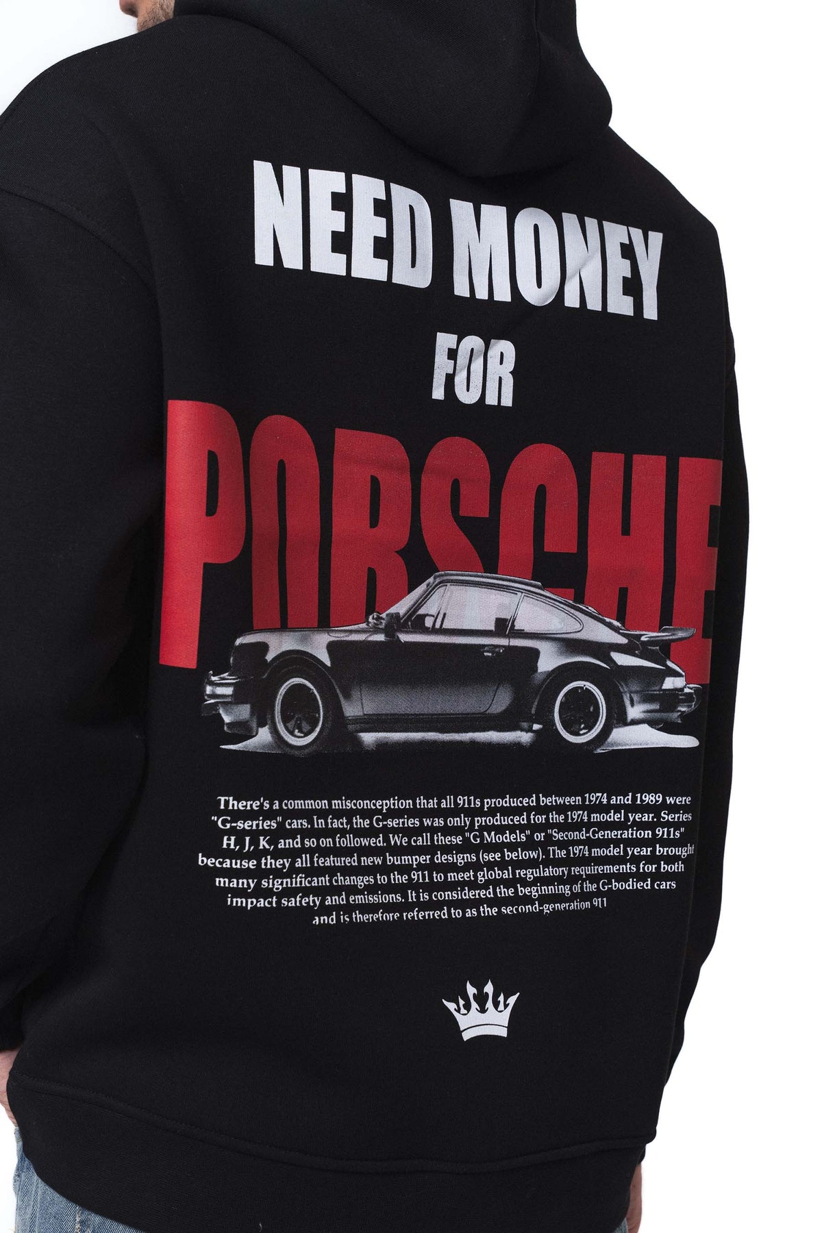 Need Money For Porsche Siyah Oversize Hoodie
