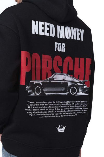 Need Money For Porsche Siyah Oversize Hoodie