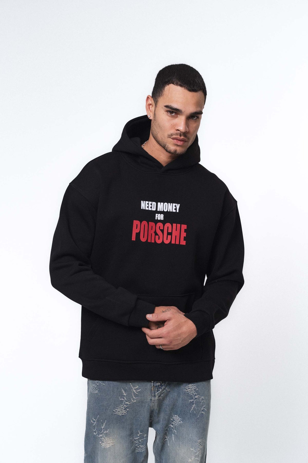 Need Money For Porsche Siyah Oversize Hoodie