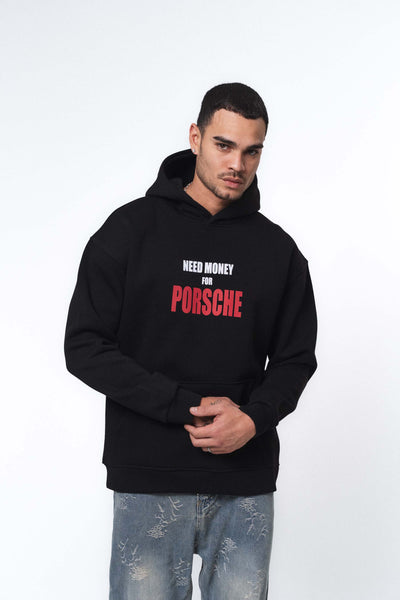 Need Money For Porsche Siyah Oversize Hoodie