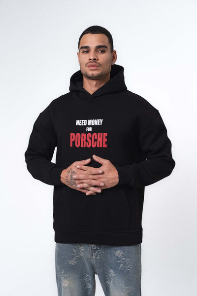 Need Money For Porsche Siyah Oversize Hoodie