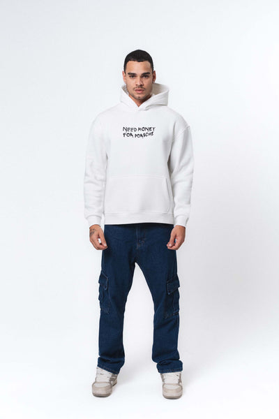 Need Money For Porsche 2 Beyaz Oversize Hoodie