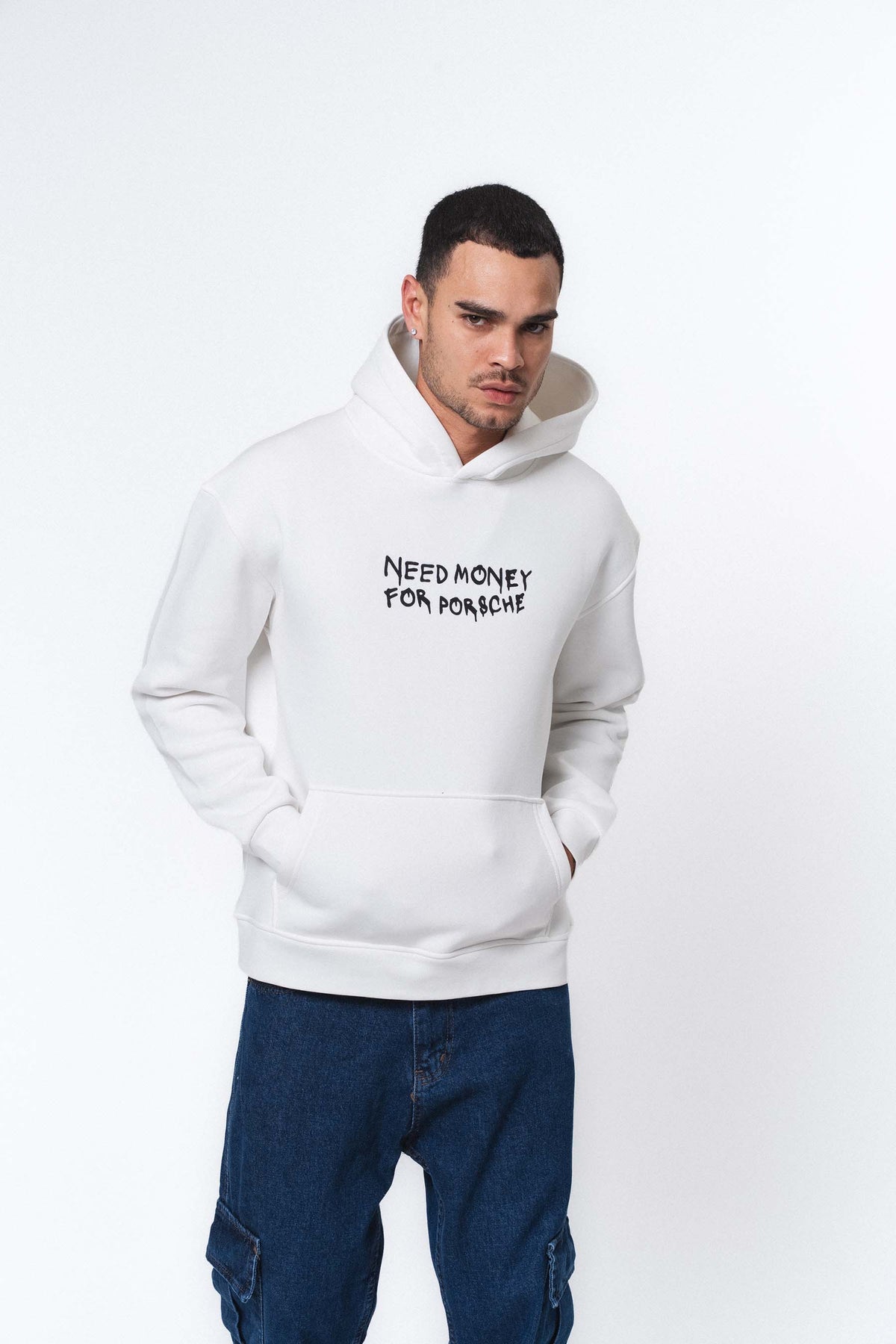 Need Money For Porsche 2 Beyaz Oversize Hoodie