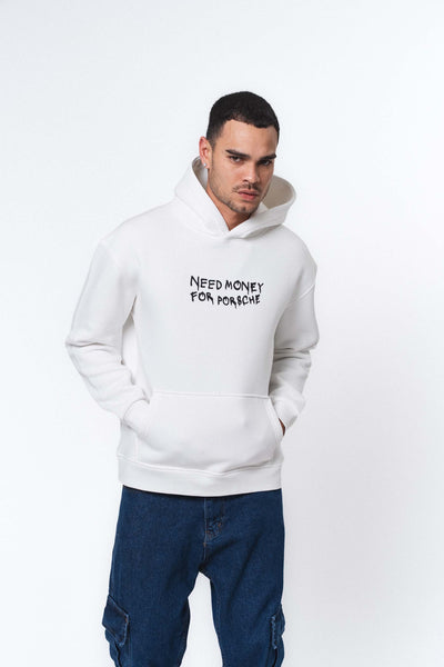 Need Money For Porsche 2 Beyaz Oversize Hoodie