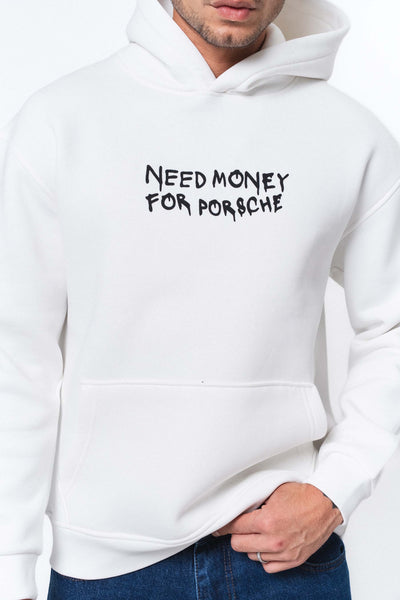 Need Money For Porsche 2 Beyaz Oversize Hoodie