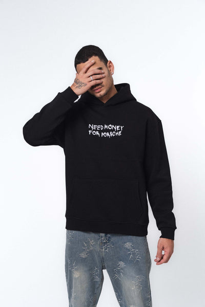 Need Money For Porsche 2 Siyah Oversize Hoodie