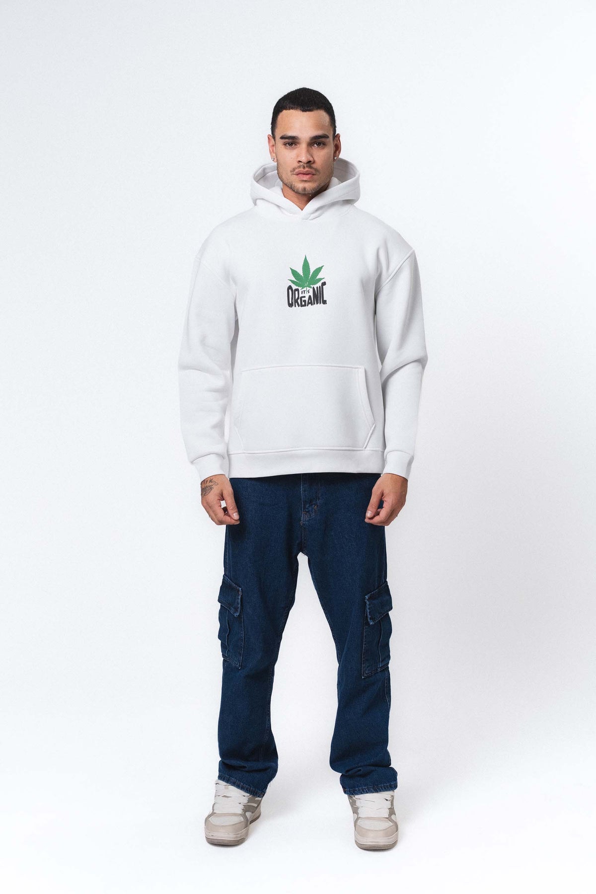Don't Panic It's Organic Beyaz Oversize Hoodie