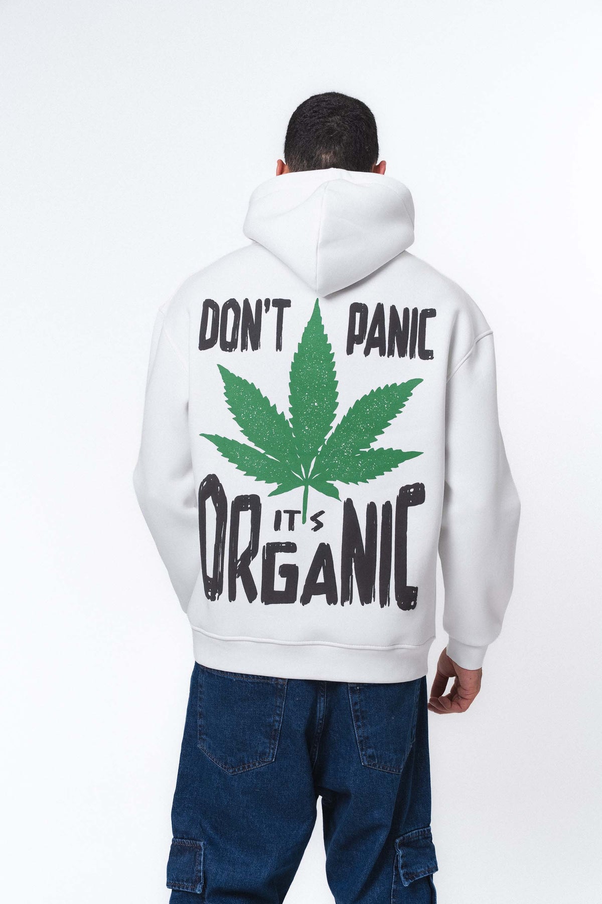 Don't Panic It's Organic Beyaz Oversize Hoodie