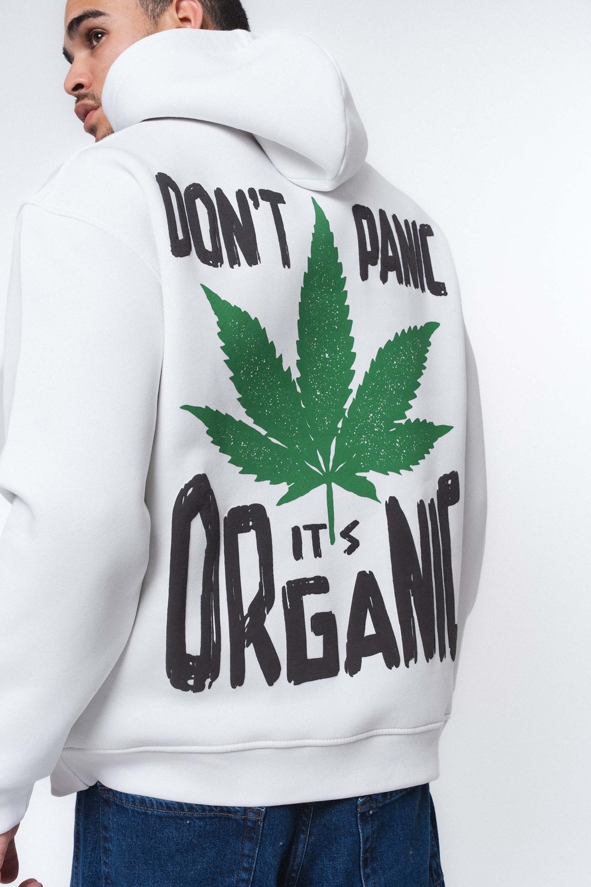 Don't Panic It's Organic Beyaz Oversize Hoodie
