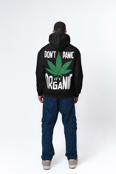 Don't Panic It's Organic Siyah Oversize Hoodie