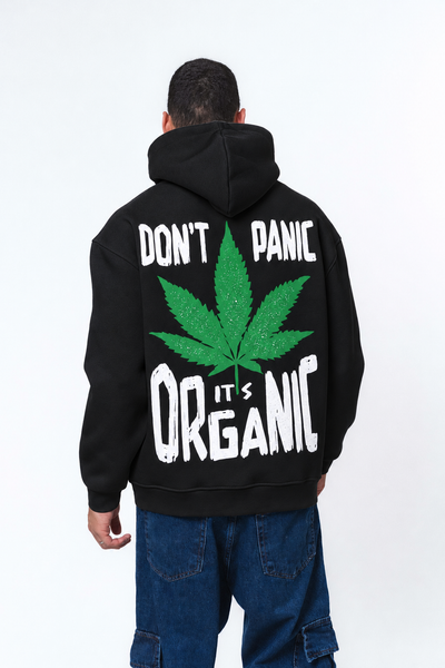 Don't Panic It's Organic Siyah Oversize Hoodie
